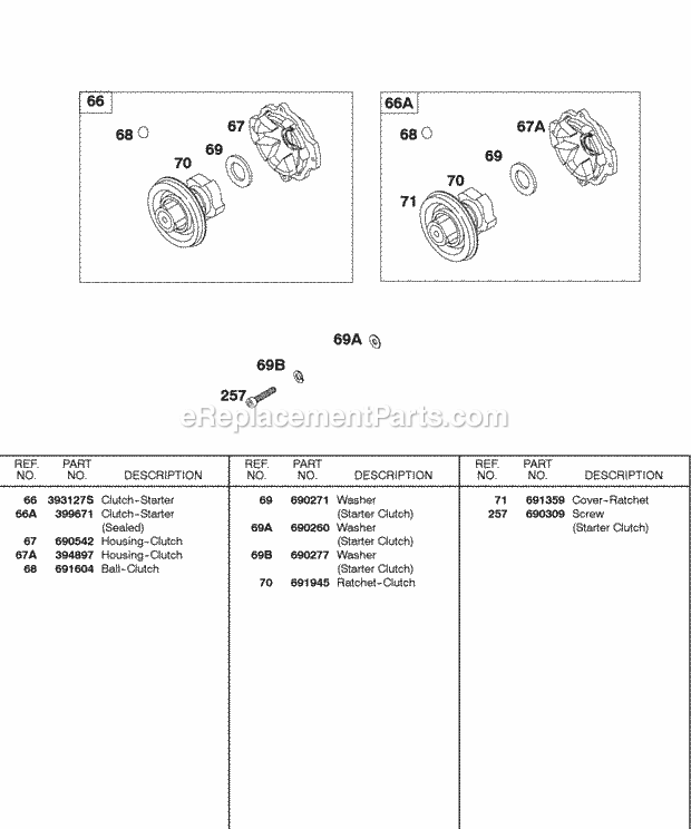 Briggs and Stratton 326431-0651-04 Engine Starter Clutch Diagram