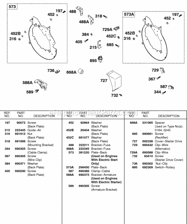 Briggs & Stratton 326431-0706-01 Engine Back Plates Diagram