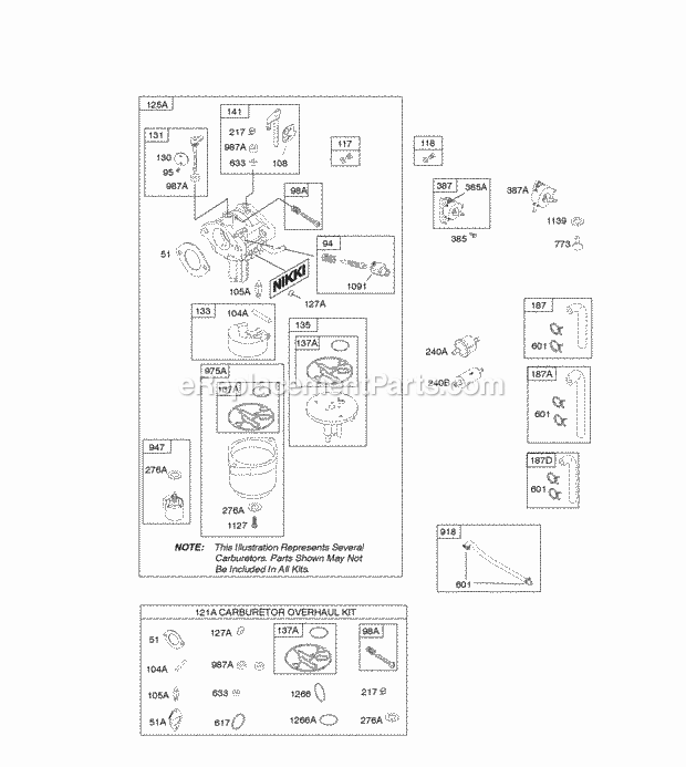 Briggs and Stratton 33M677-0121-B1 Engine Carburetor Fuel Supply Kit-Carburetor Overhaul Diagram