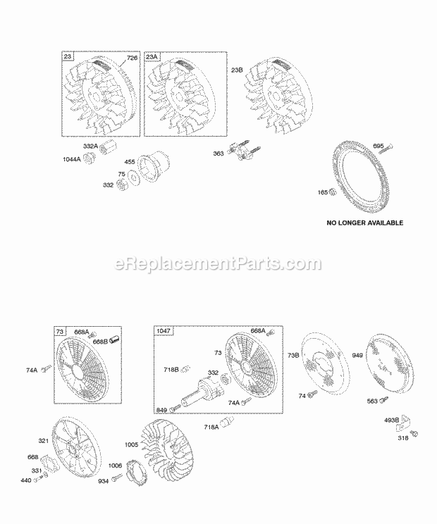 Briggs and Stratton 350442-1065-E1 Engine Air Guides Back Plate Blower Housing Diagram