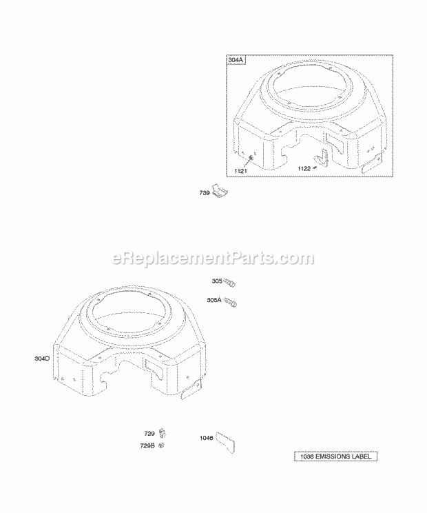 Briggs & Stratton 350777-1130-E1 Engine Blower Housings Diagram