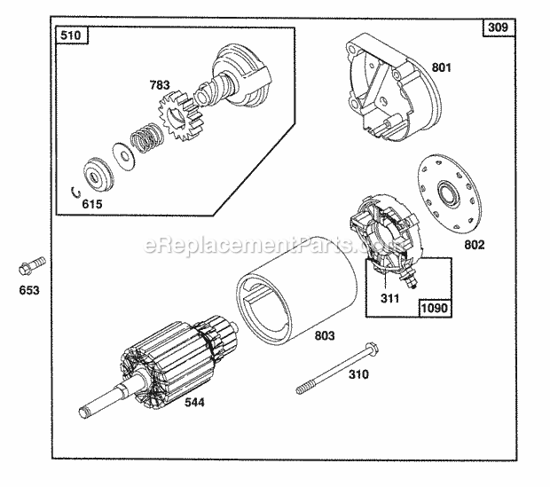 Briggs and Stratton 400707-1200-01 Engine Electric Starter Diagram
