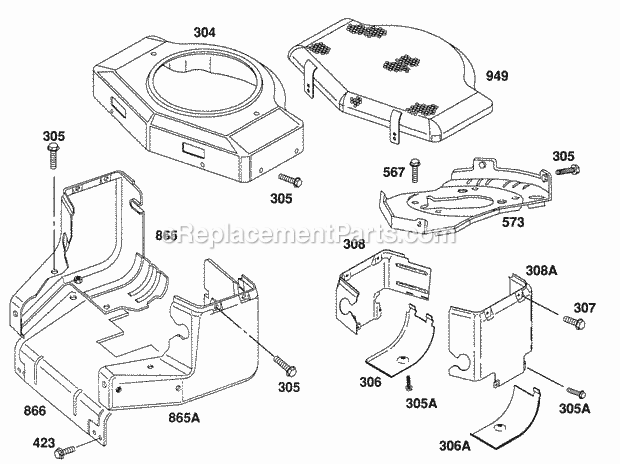 Briggs and Stratton 400777-1203-01 Engine Blower Hsg Air Guides Diagram