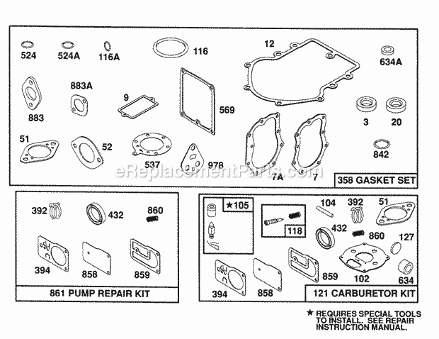 Briggs and Stratton 400777-1219-01 Engine Gasket Sets Diagram