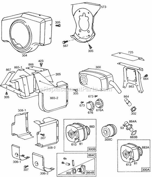 Briggs and Stratton 401417-0013-99 Engine Blower HsgAir GuidesElect Diagram