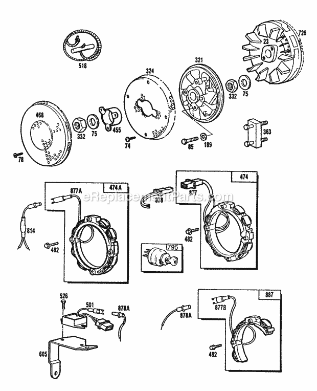 Briggs and Stratton 401707-0134-99 Engine AlternatorsElectFlywheel Diagram