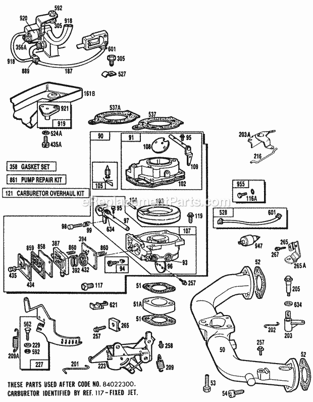 Briggs and Stratton 401707-0631-99 Engine Carburetor AssemblyManifold Diagram