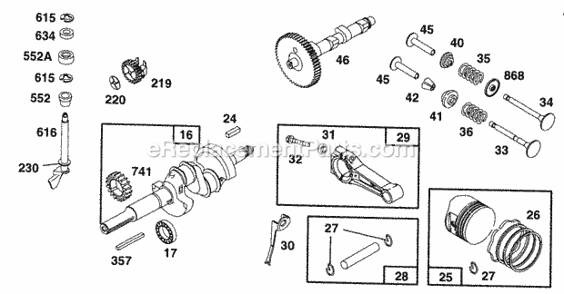 Briggs & Stratton 402415-0682-01 Engine Piston Group Crankshaft Diagram