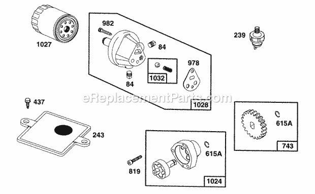 Briggs and Stratton 402417-0640-99 Engine Oil Pump And Oil Filter Diagram