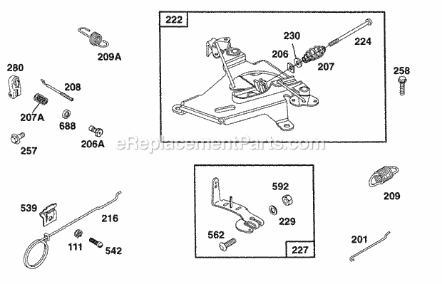 Briggs and Stratton 402417-0640-99 Engine Control Bracket Diagram