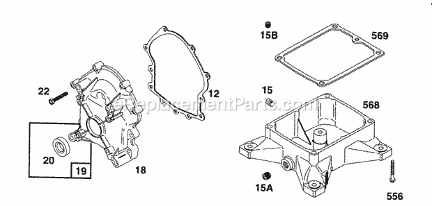 Briggs and Stratton 402417-0685-01 Engine Crankcase CoverSump Base Diagram