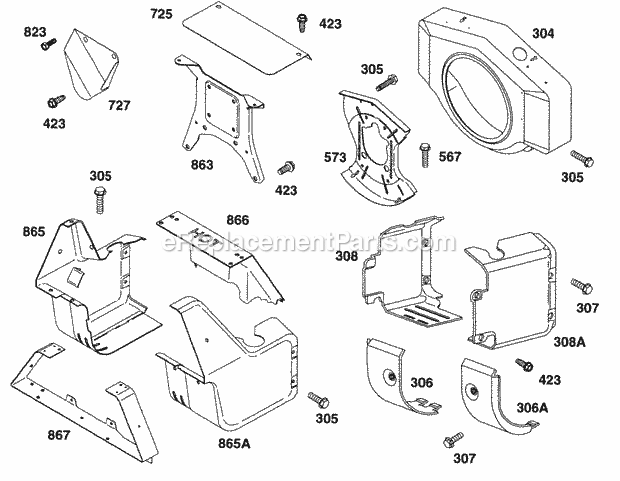 Briggs and Stratton 402417-1502-01 Engine Blower HsgAir Guide Parts Diagram