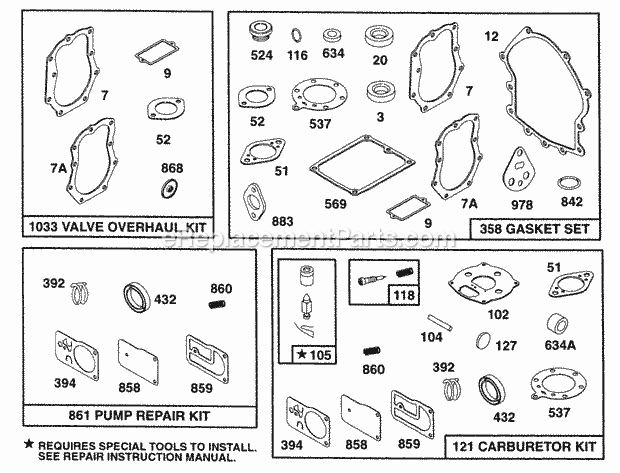 Briggs and Stratton 402417-1506-99 Engine Gasket Sets Diagram