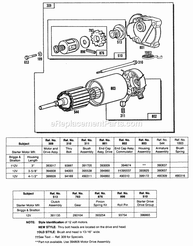 Briggs and Stratton 402451-0691-99 Engine Electric Starter And Chart Diagram