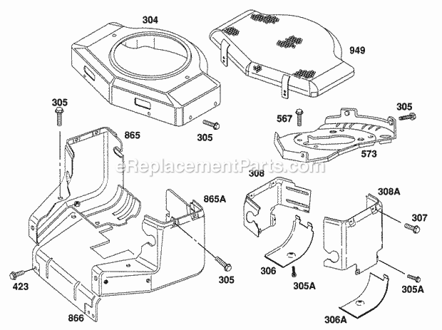 Briggs and Stratton 402707-1270-01 Engine Blower Hsg Air Guides Diagram