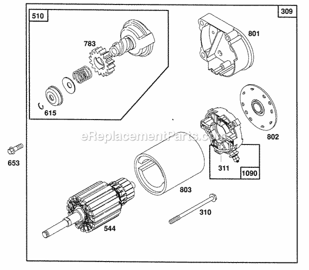 Briggs and Stratton 402707-1502-01 Engine Electric Starter Diagram