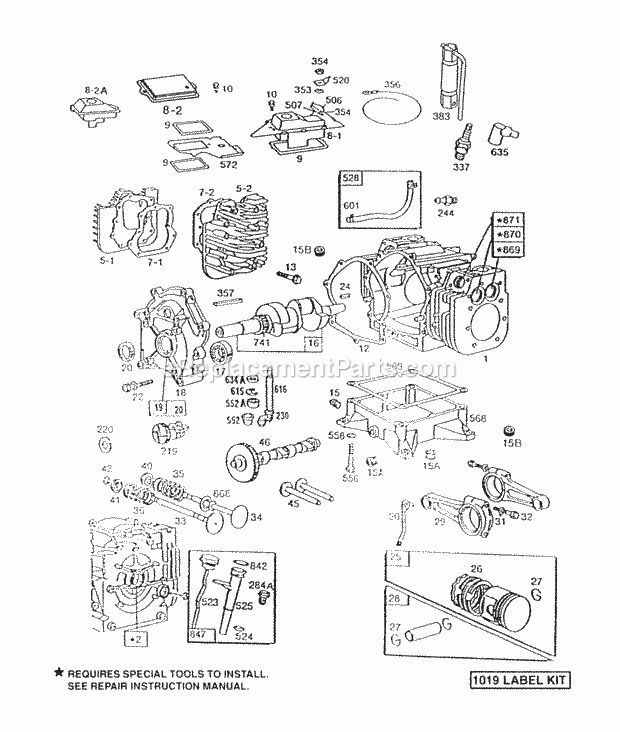 Briggs and Stratton 404417-0109-99 Engine Cylinder Sump Cover Heads Diagram