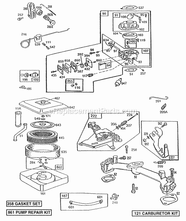 Briggs and Stratton 404417-1501-01 Engine Crankshaft Cam Piston Grp Diagram