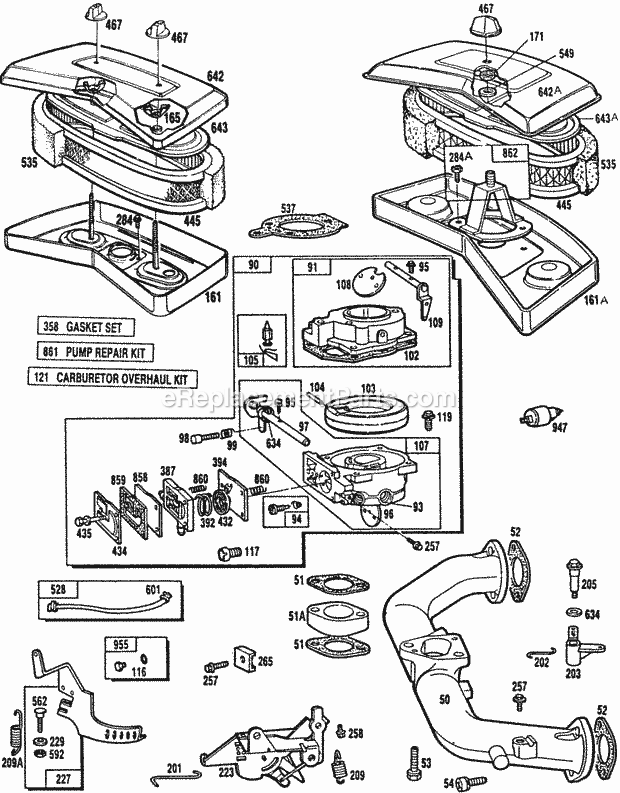 Briggs and Stratton 404707-0100-01 Engine Carburetor Assemblies AC Diagram