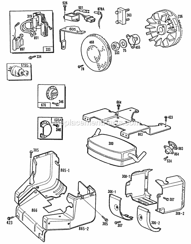 Briggs and Stratton 404707-0102-01 Engine BlowerhsgMufflersShielding Diagram