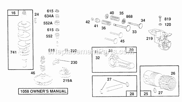 Briggs and Stratton 404707-1205-01 Engine Piston Group Diagram