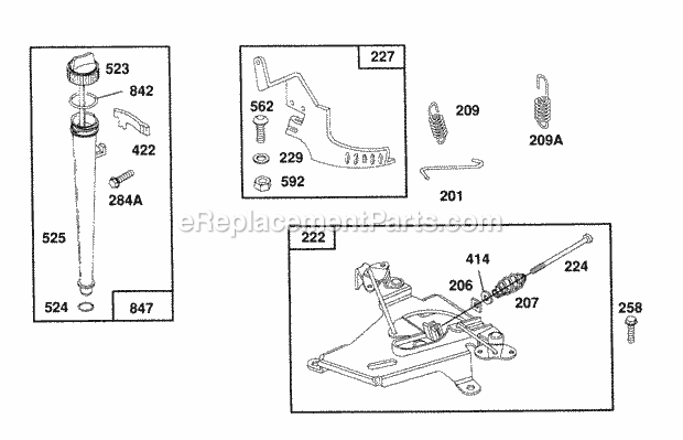 Briggs and Stratton 404707-1205-01 Engine Oil Fill Control Bracket Diagram