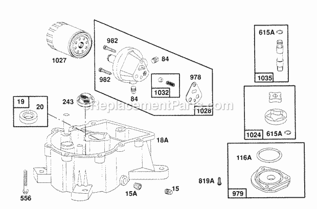 Briggs and Stratton 404707-1207-01 Engine Oil Pump Sump Base Assembly Diagram