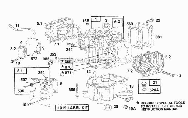 Briggs and Stratton 404707-1209-99 Engine CylinderCylinder HeadsSump Diagram