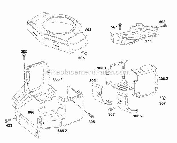 Briggs and Stratton 404707-1400-01 Engine Blower Hsg Shielding Diagram