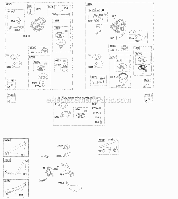 Briggs and Stratton 405577-0816-E1 Engine Carburetor Fuel Supply Diagram