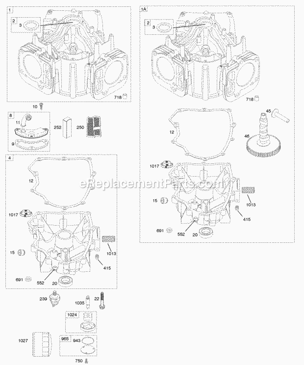 Briggs and Stratton 405777-0118-E1 Engine Cylinder Engine Sump Diagram