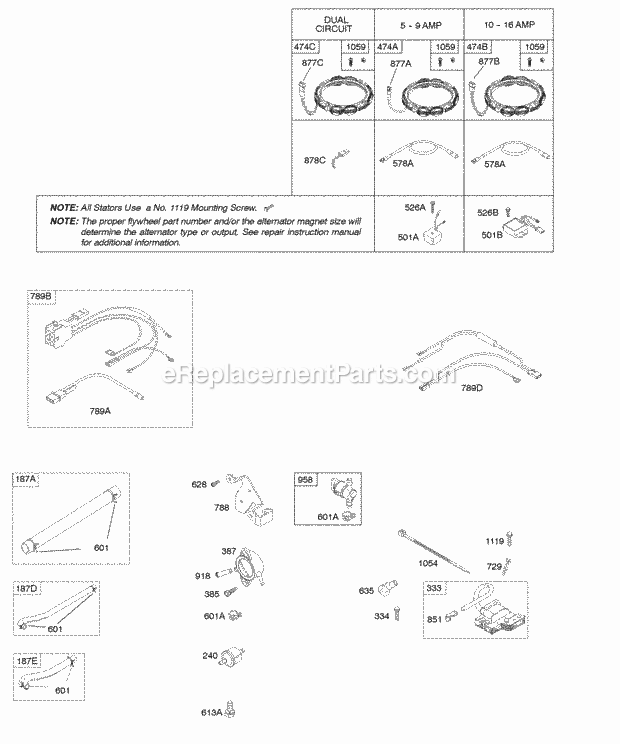 Briggs and Stratton 405777-0136-E1 Engine Alternator Fuel Supply Ignition Diagram