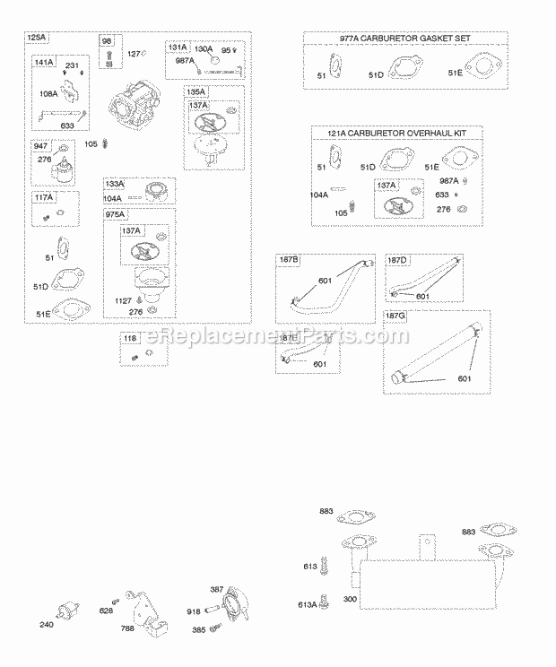 Briggs and Stratton 406577-0418-E1 Engine Carburetor Exhaust System KitGasket Set-Carburetor Diagram