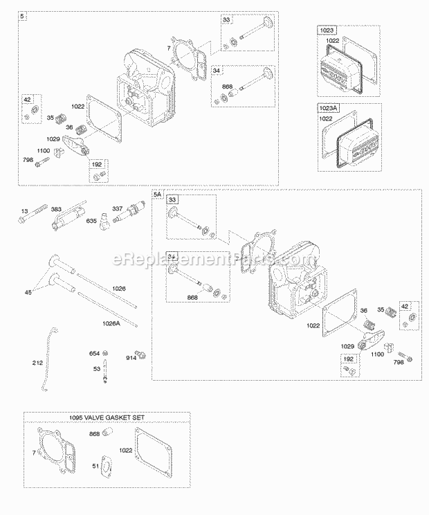 Briggs and Stratton 406577-0418-E1 Engine Cylinder Head Gasket Set-Valve Valves Diagram