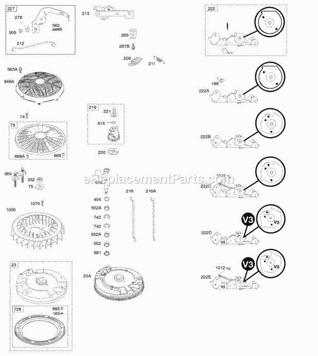 Briggs and Stratton 406777-0102-B1 Engine Controls Flywheel Governor Spring Diagram