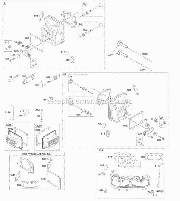 Briggs and Stratton 406777-0102-B1 Engine Cylinder Head Gasket Set - Valve Intake Manifold Valves Diagram