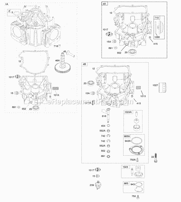 Briggs and Stratton 406777-0102-B1 Engine Engine Sump Diagram