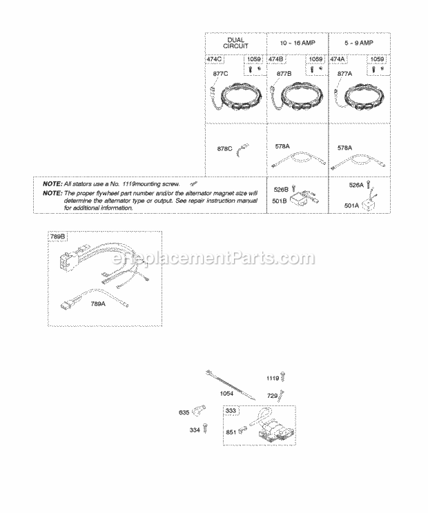 Briggs and Stratton 407577-0025-E1 Engine Alternators Ignition Diagram