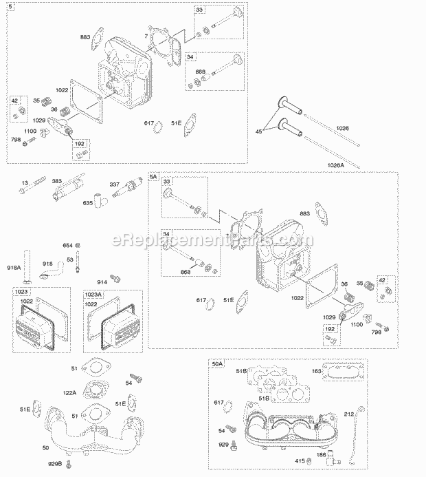 Briggs and Stratton 407777-0145-G1 Engine Cylinder Head Intake Manifold Valves Diagram