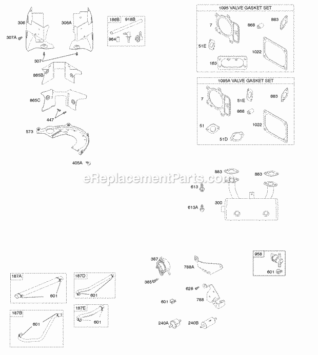 Briggs and Stratton 407777-0145-G1 Engine Exhaust System Fuel Supply Gasket Set - Valve Diagram