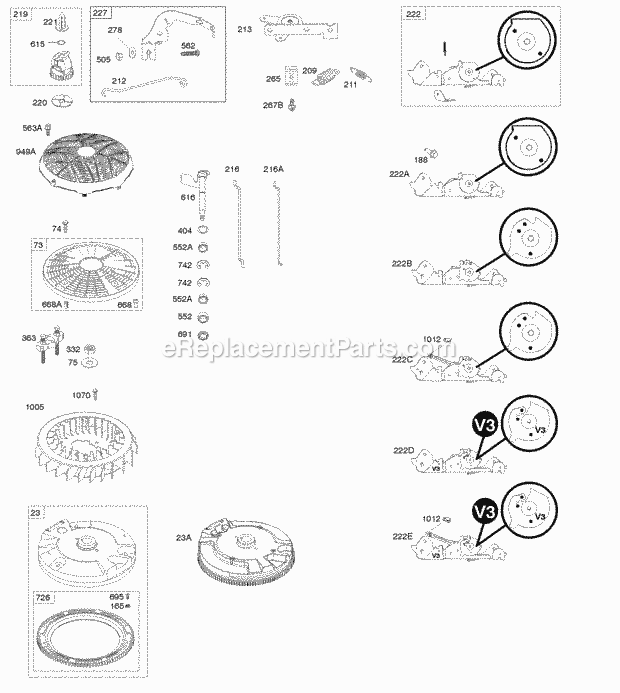 Briggs and Stratton 407777-0151-B2 Engine Controls Flywheel Governor Spring Diagram