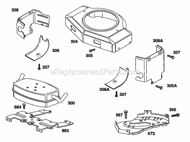 Briggs & Stratton 40A777-1226-01 Engine Blower Housing Muffler Guar Diagram