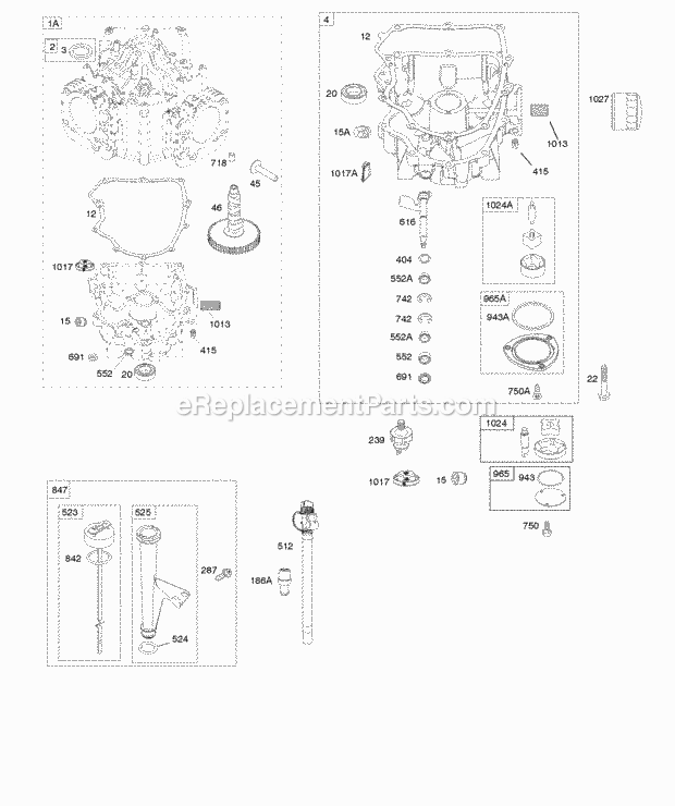 Briggs and Stratton 40G777-0101-B1 Engine Engine Sump Oil Pump DipstickTube Assembly Diagram