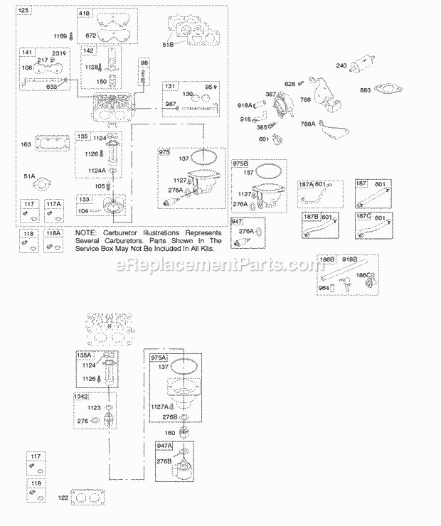 Briggs and Stratton 40H777-0025-G5 Engine Carburetor Fuel Supply Diagram