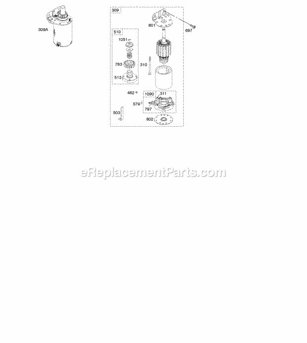 Briggs and Stratton 40H777-0129-B1 Engine Electric Starter Diagram