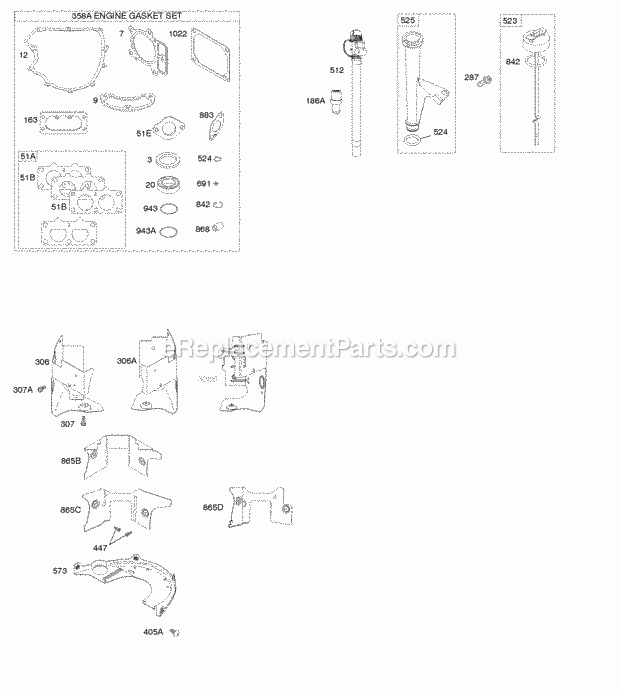 Briggs and Stratton 40H777-0138-G1 Engine Gasket Set - Engine Lubrication Diagram