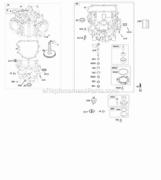 Briggs and Stratton 40H777-0175-B1 Engine Engine Sump Diagram