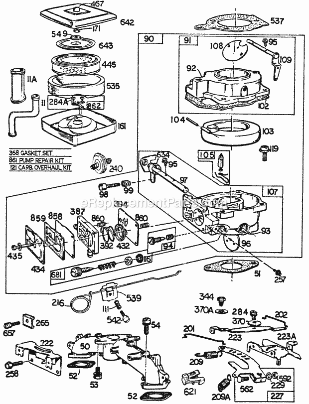 Briggs and Stratton 421437-0139-99 Engine Carburetor Assembly AC Diagram