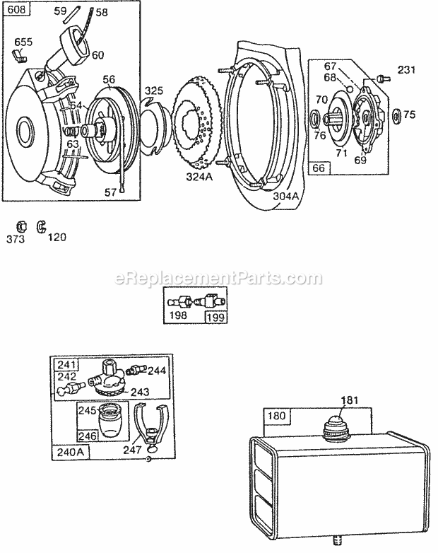 Briggs & Stratton 422431-0141-99 Engine Rewind Starter AssyFueltank Diagram