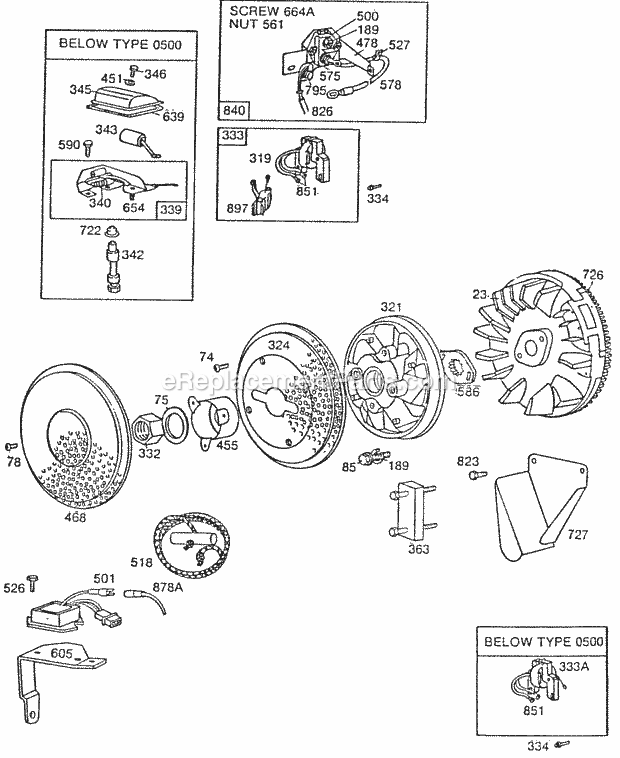 Briggs and Stratton 422432-0624-01 Engine ElectricalFlywheelScreens Diagram